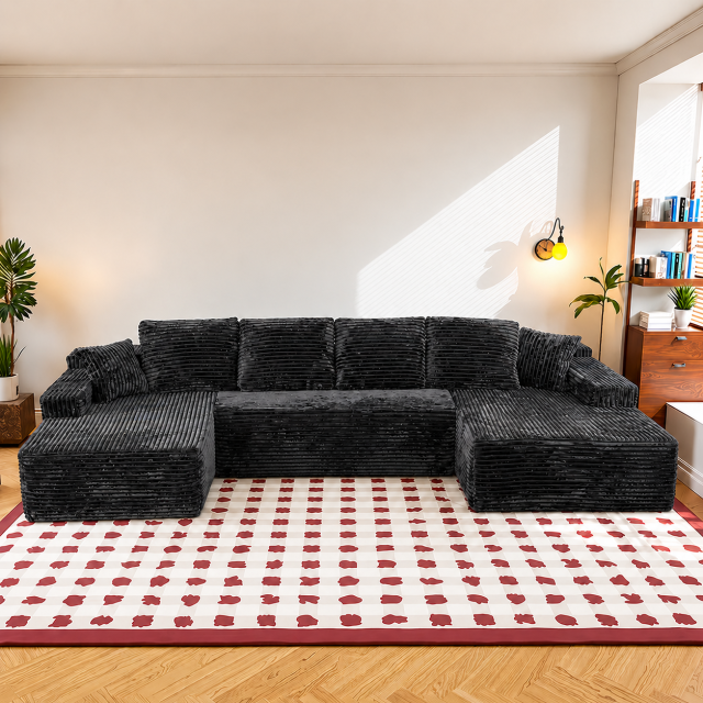 131-Inch U-Shaped Compressed Sofa
