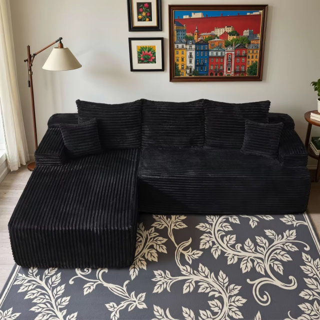 96-Inch Corduroy Compressed Sofa in a Box