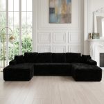 131-Inch Corduroy Compressed Sectional Sofa
