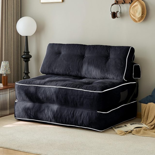 Corduroy Convertible Sofa Bed for Guest Rooms