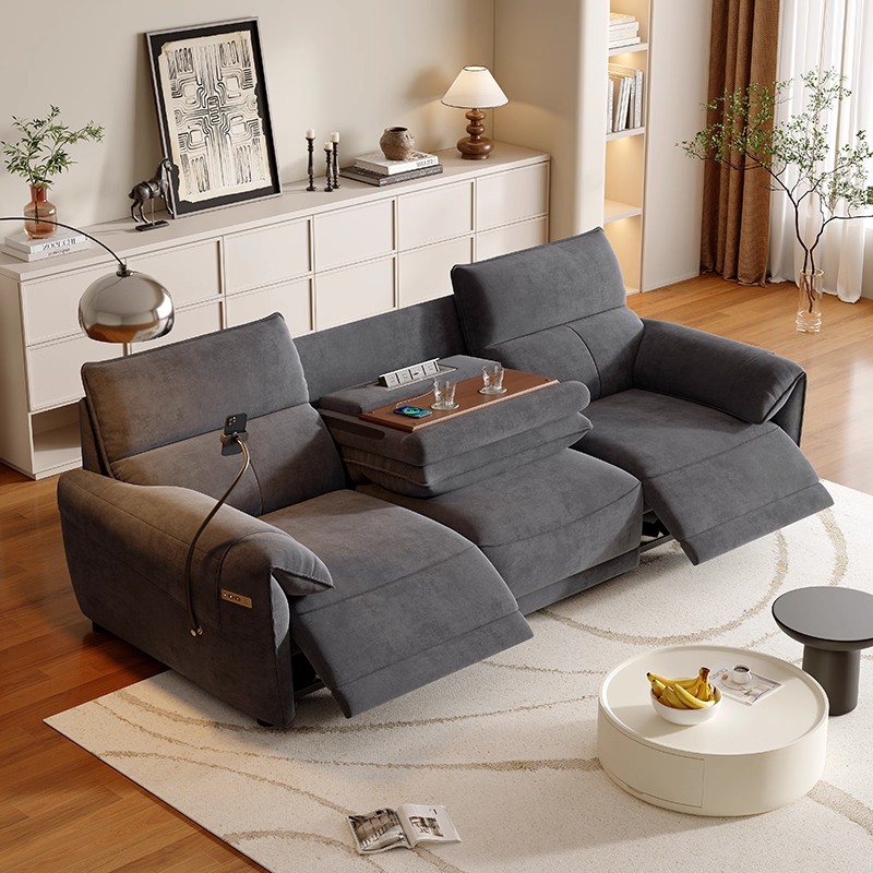 Fabric Power Reclining Sofa with Console