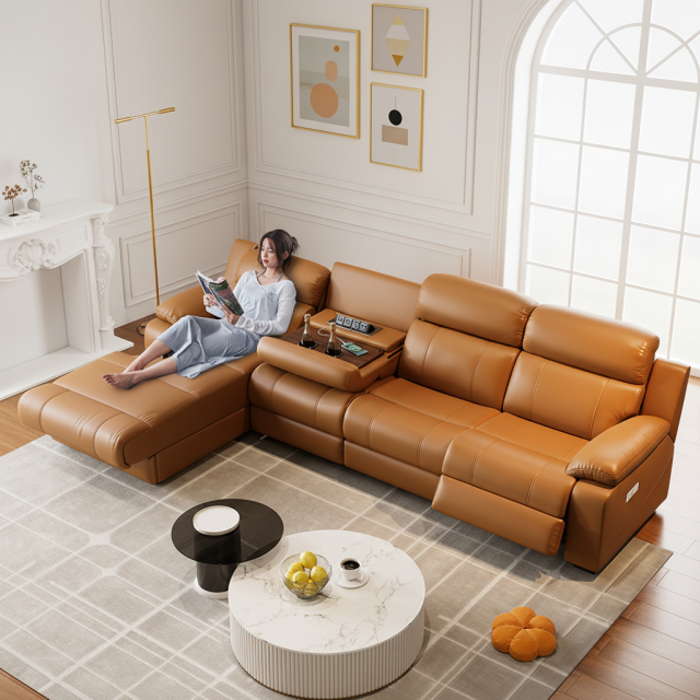 Corner Genuine Leather Power Reclining Sofa
