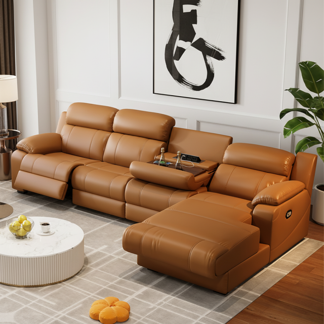 L-Shaped Power Reclining Sofa with Cup Holders