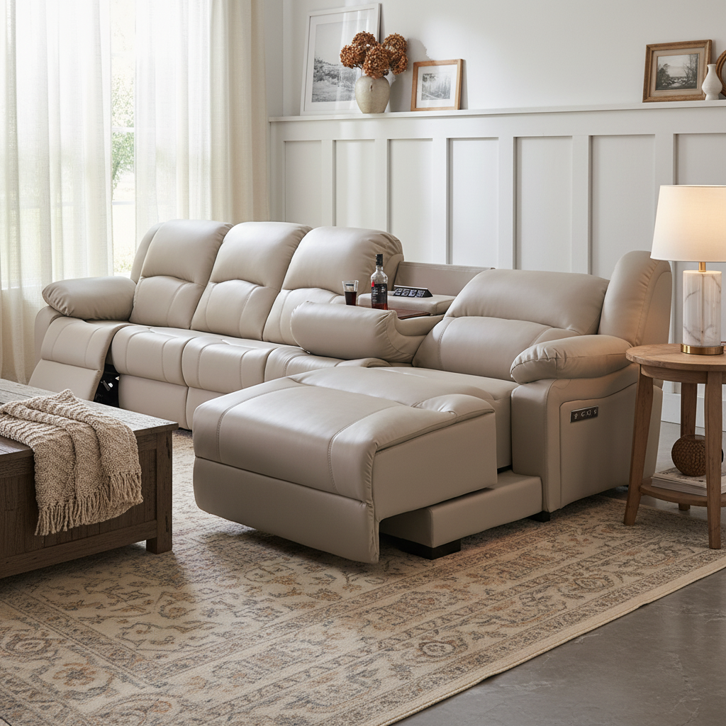 Corner L-Shaped Power Reclining Sofa with Console