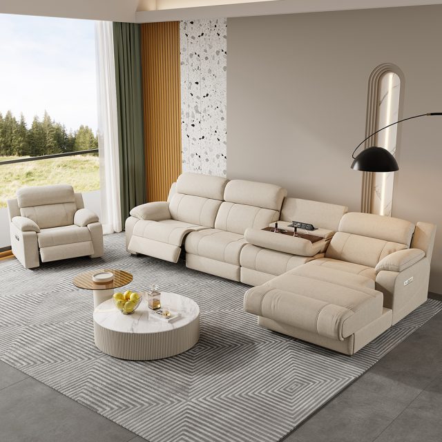 L-Shaped Sectional Sofa with Console