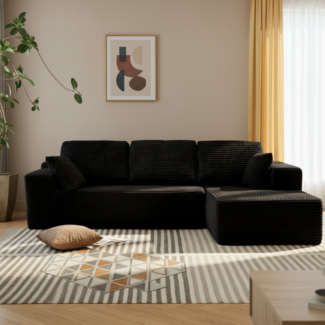 Black L-Shaped Sectional Sofa for Media Rooms