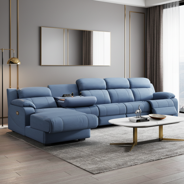 L-Shaped Sectional Sofa with Console