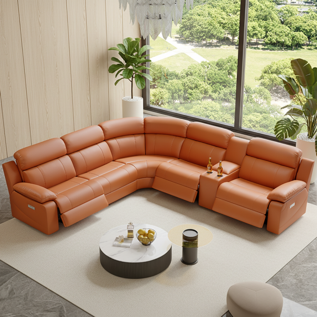 Corner Leather-Upholstered Power Reclining Sofa