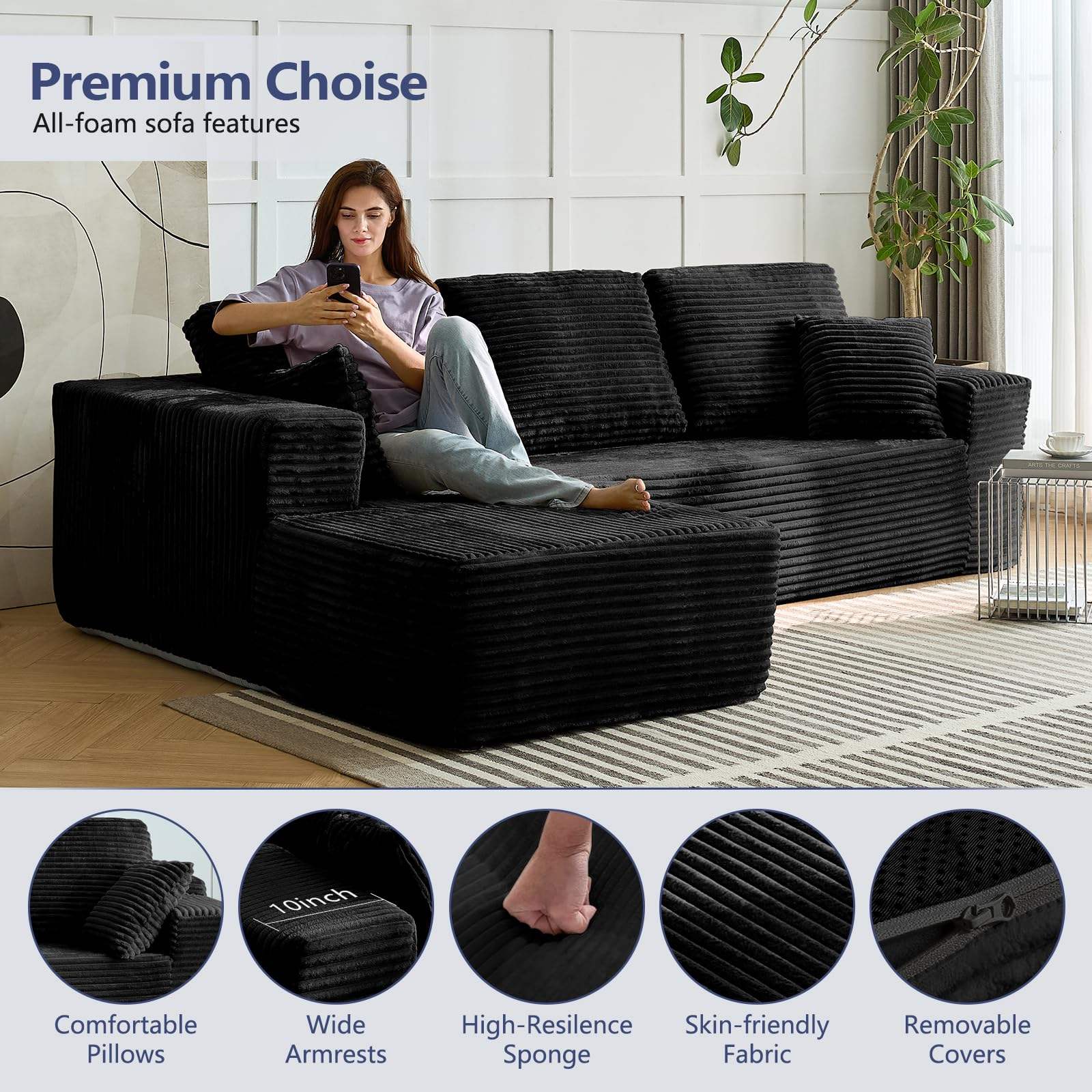 L-Shaped Contemporary Compressed Sofa Bed product detail view 2