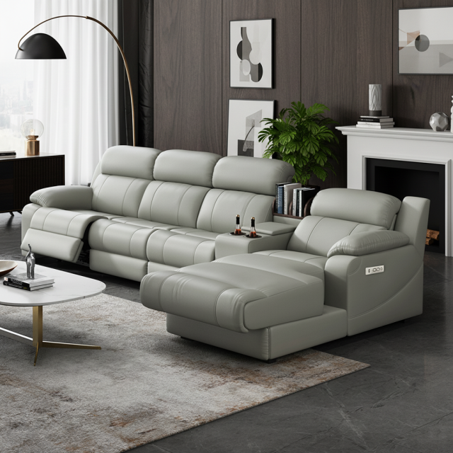 Corner Power Reclining Sectional Sofa with Console