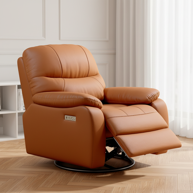 Orange PU Leather Manual Recliner Chair