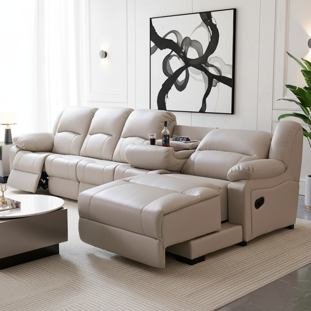 Synthetic Leather Power Reclining Sofa with Console