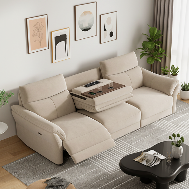 3-Seater Power Reclining Sofa with Console