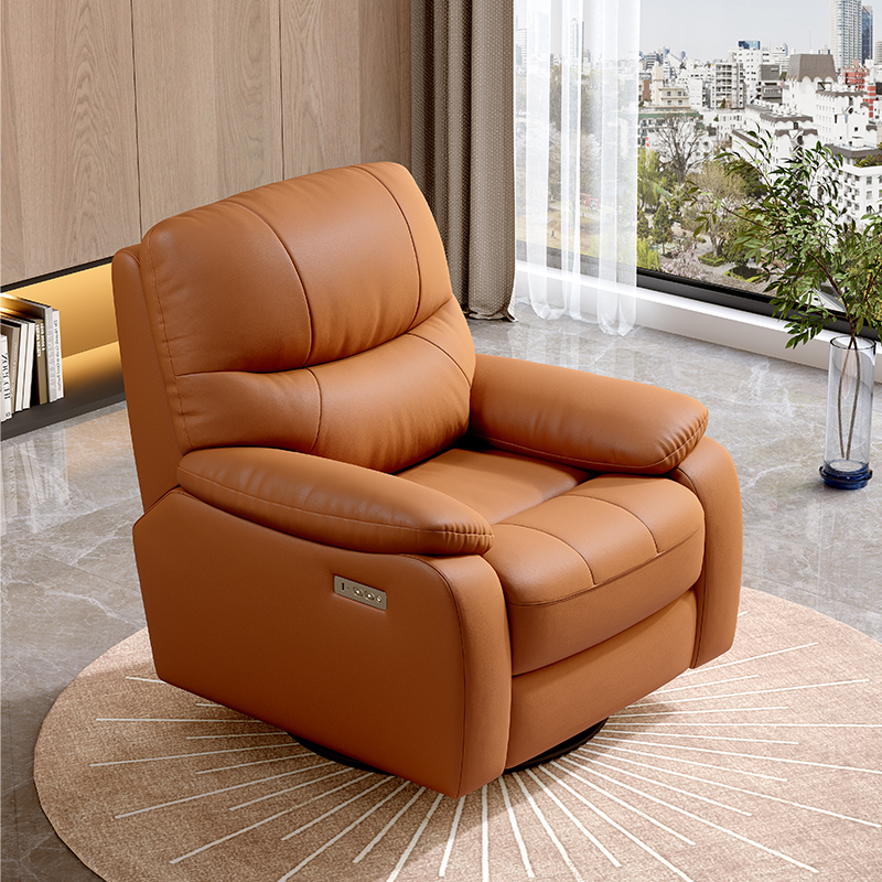 Orange PU Leather Manual Recliner Chair product detail view 1