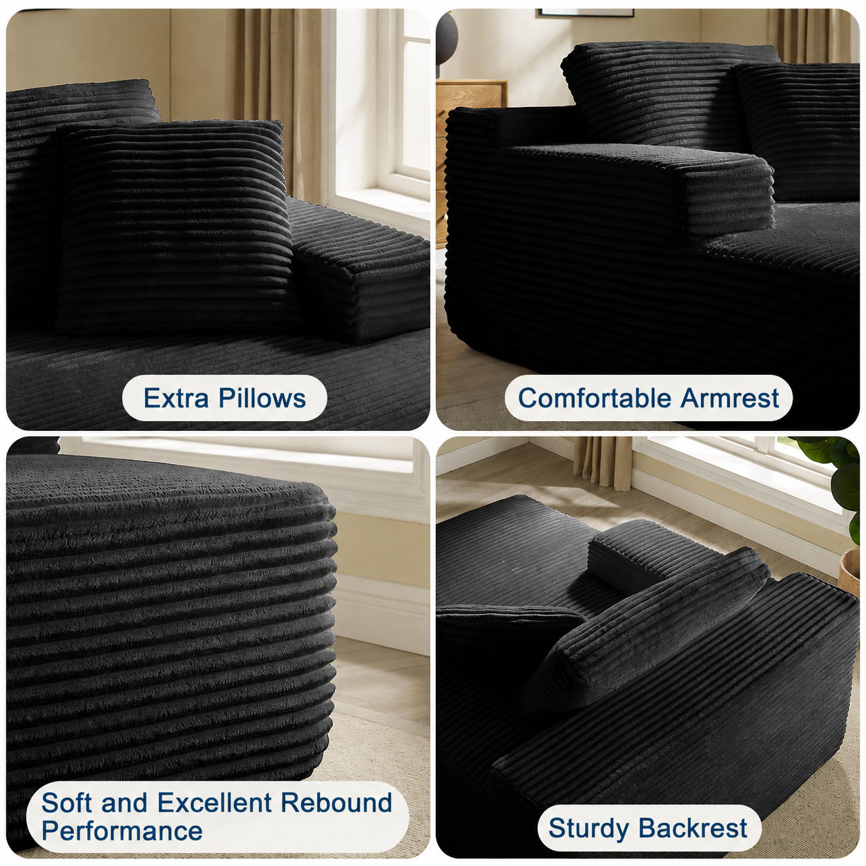 47-Inch Corduroy Lounge Sofa Bed product detail view 1