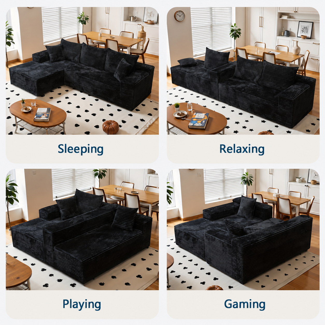 96-Inch Corduroy Compressed Sofa in a Box product detail view 1
