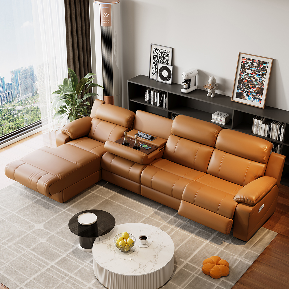 Corner Genuine Leather Power Reclining Sofa product detail view 1