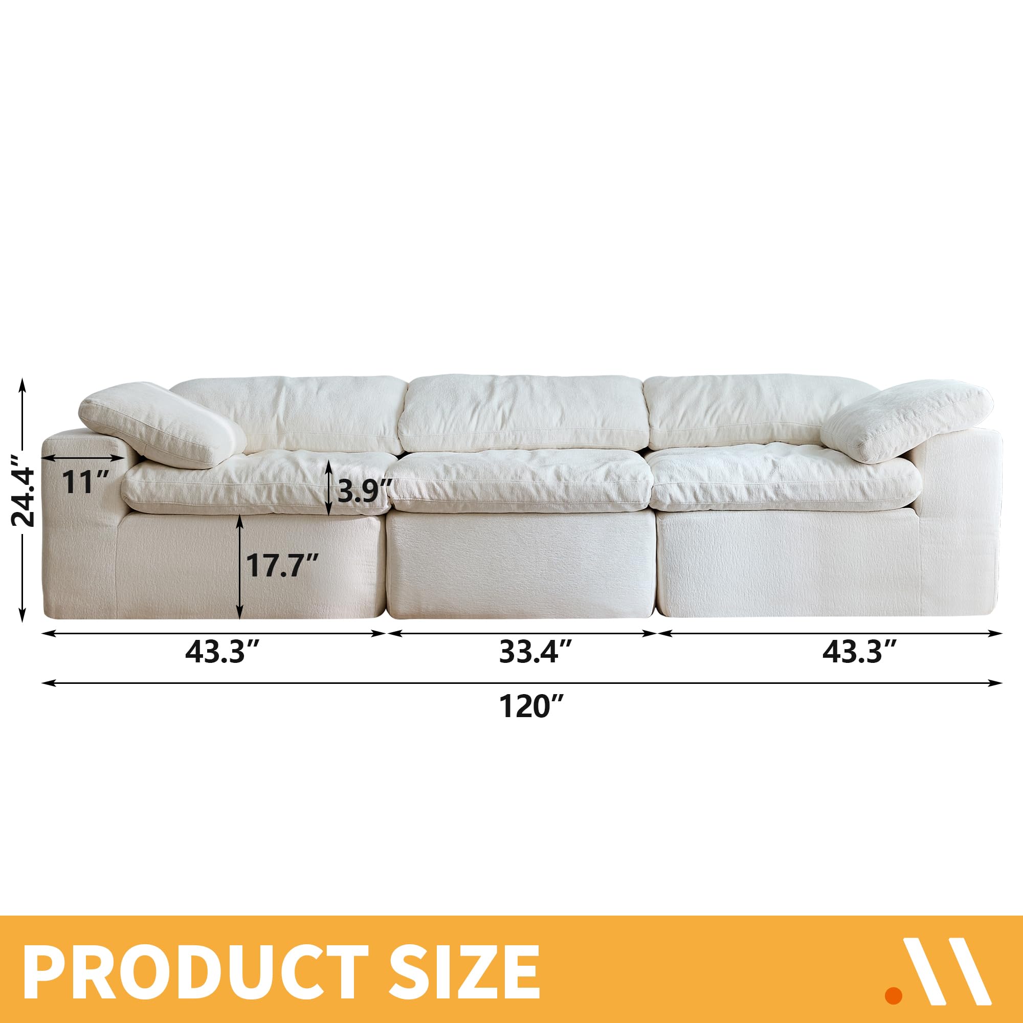 120-Inch Compressed Sectional Sofa product detail view 1