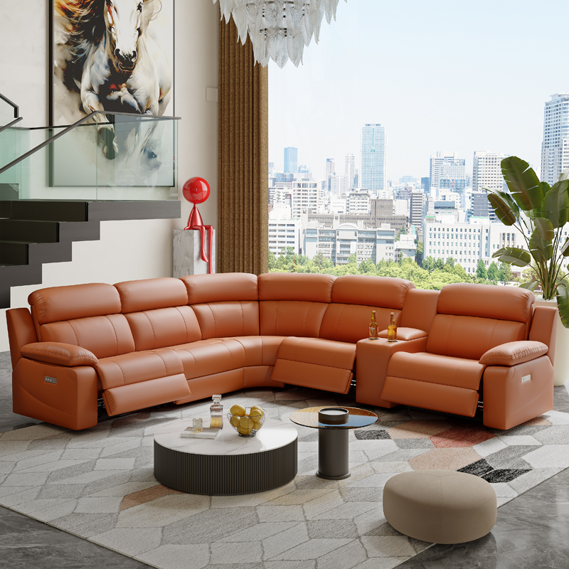 Corner Leather-Upholstered Power Reclining Sofa product detail view 1