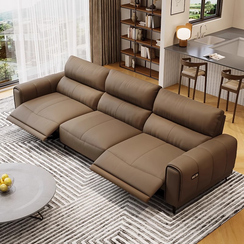 Genuine Leather Three-Seater Power Reclining Sofa product detail view 2