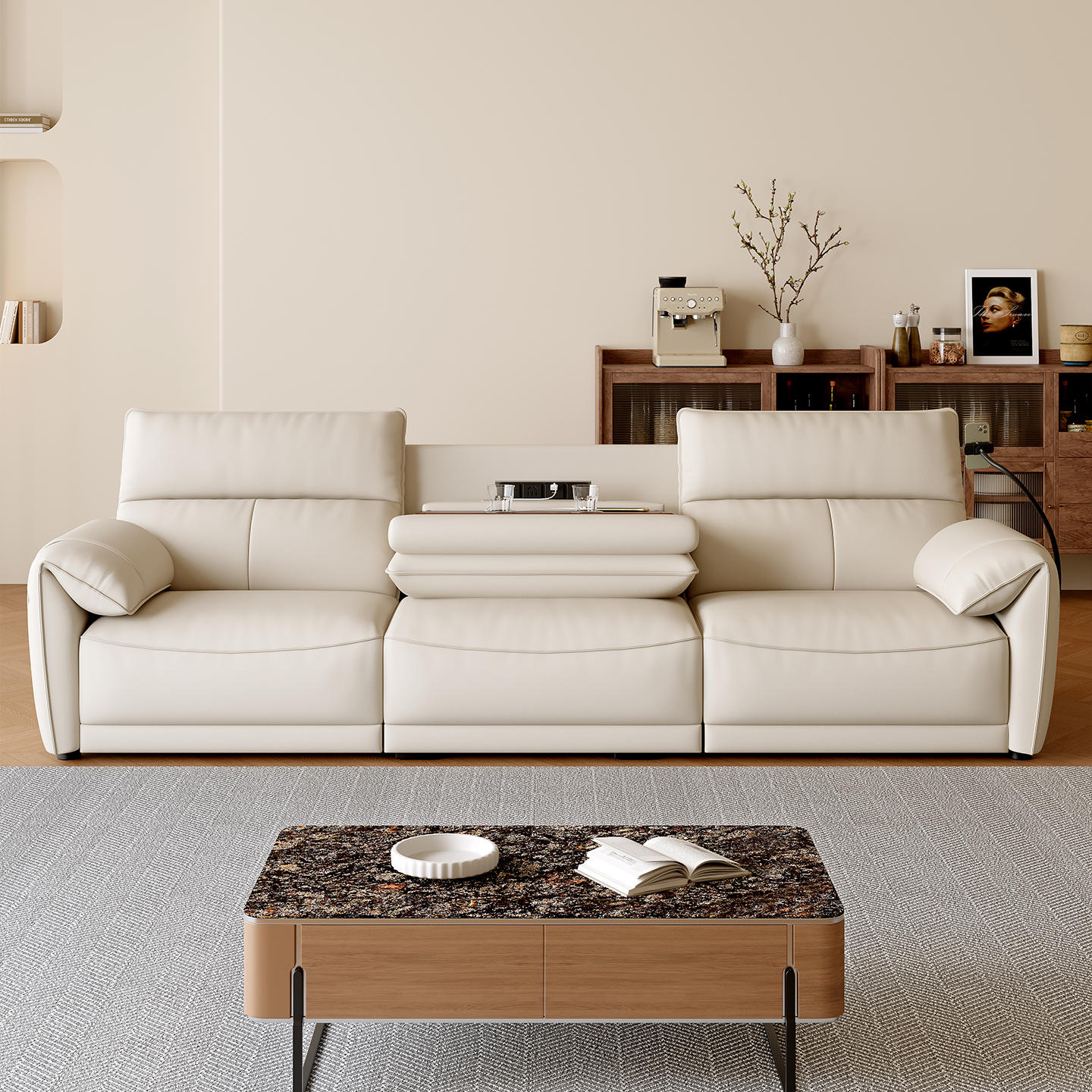 Power Reclining Sofa with Padded Arms product detail view 2