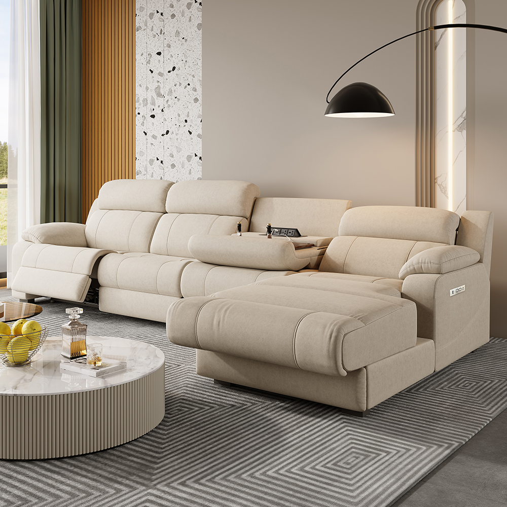 L-Shaped Sectional Sofa with Console product detail view 2