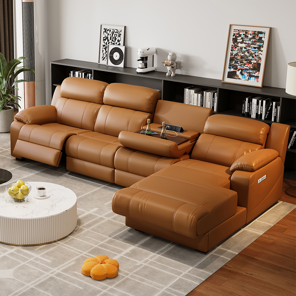 Corner Genuine Leather Power Reclining Sofa product detail view 2