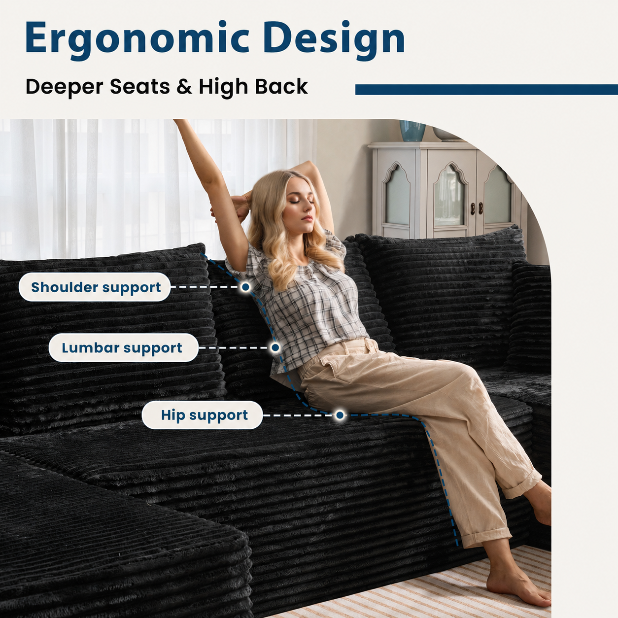 131-Inch U-Shaped Compressed Sofa product detail view 2