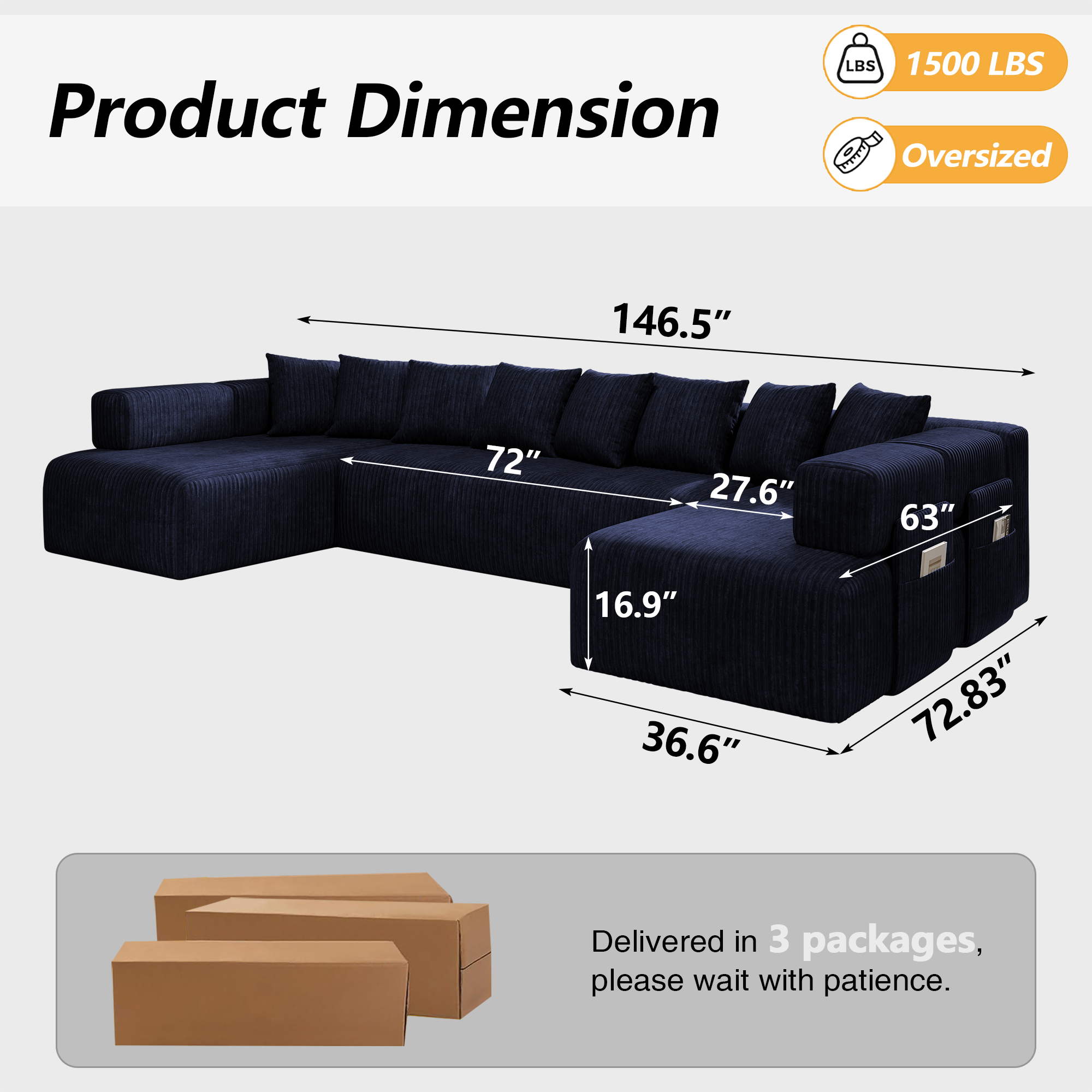 U-Shaped Compressed Sofa product detail view 2