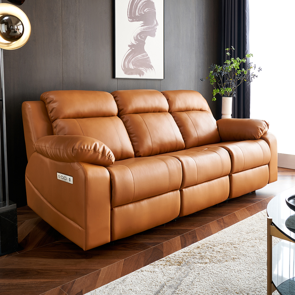 Orange Power Reclining Sofa with Console product detail view 2