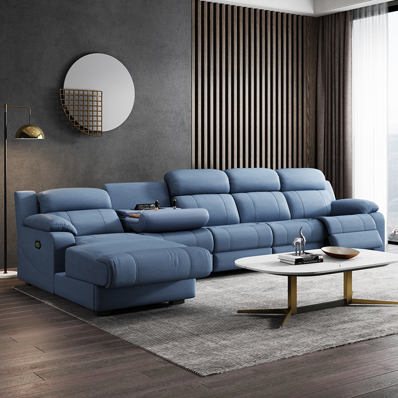 Blue Three-Seater Power Reclining Sofa product detail view 2