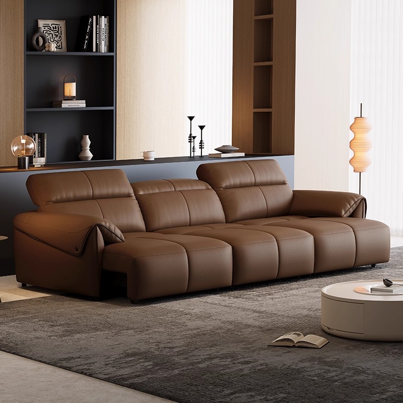 Genuine Leather Three-Seater Sofa with Padded Arms product detail view 2