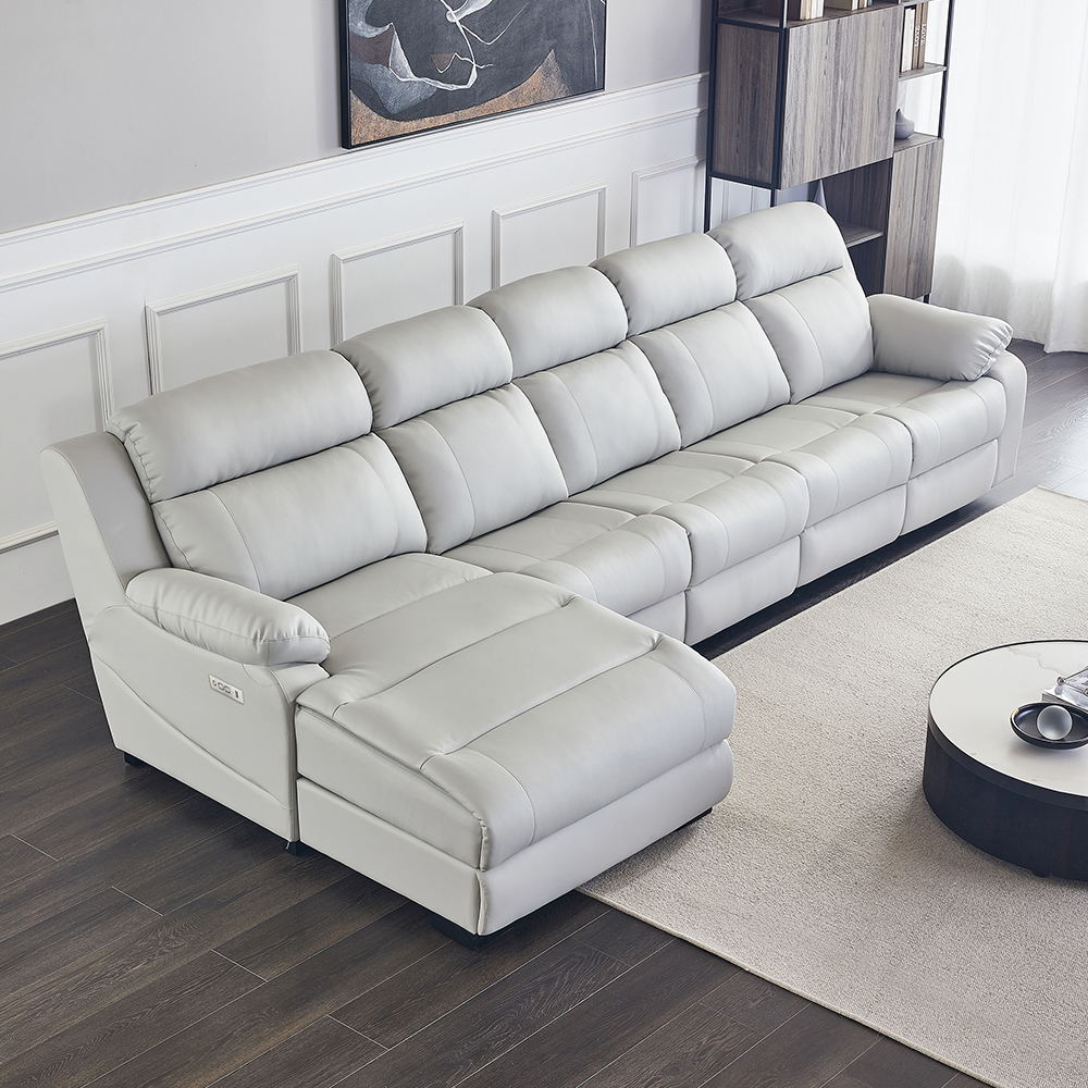 Genuine Leather Power Reclining Sofa with Console product detail view 2