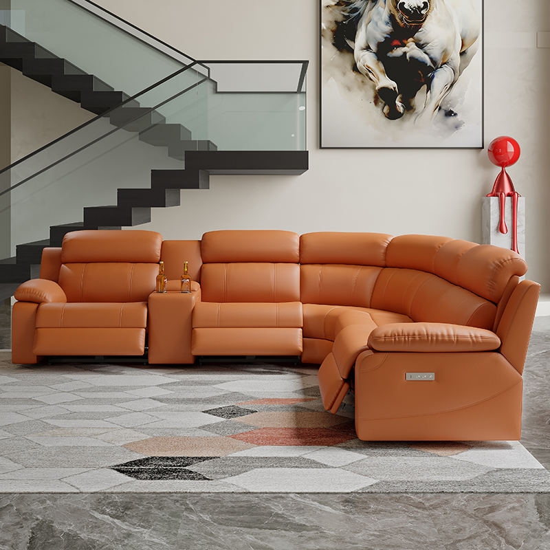 Corner Leather-Upholstered Power Reclining Sofa product detail view 2