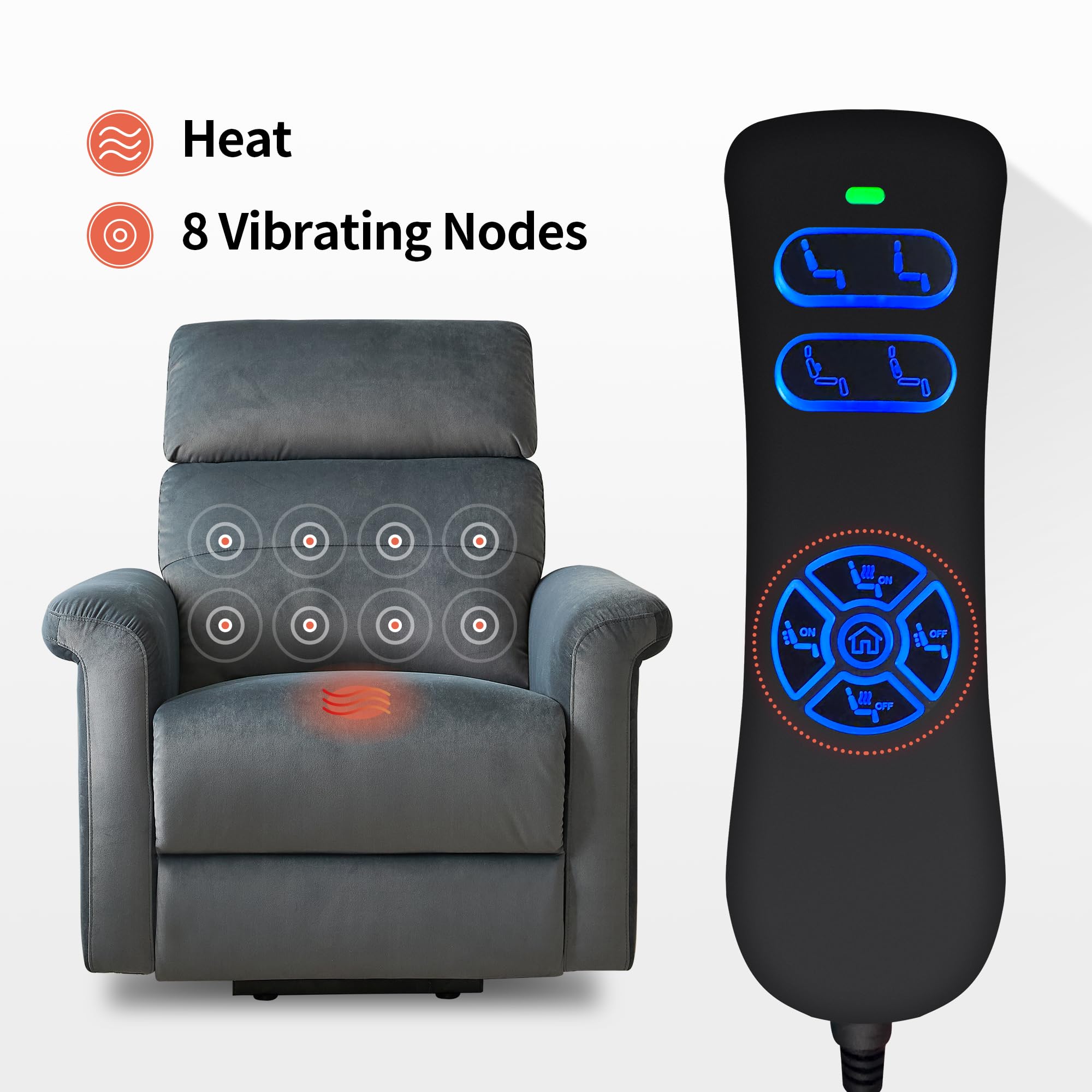 Power Lift Recliner Chair with Padded Arms product detail view 2
