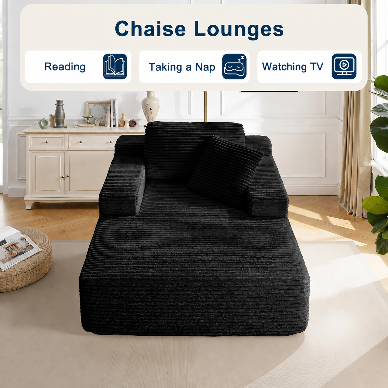 47-Inch Corduroy Lounge Sofa Bed product detail view 3