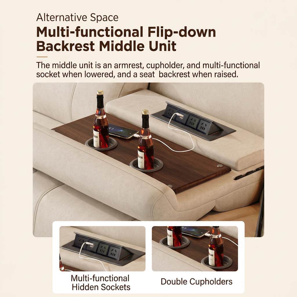 L-Shaped Sectional Sofa with Console product detail view 3