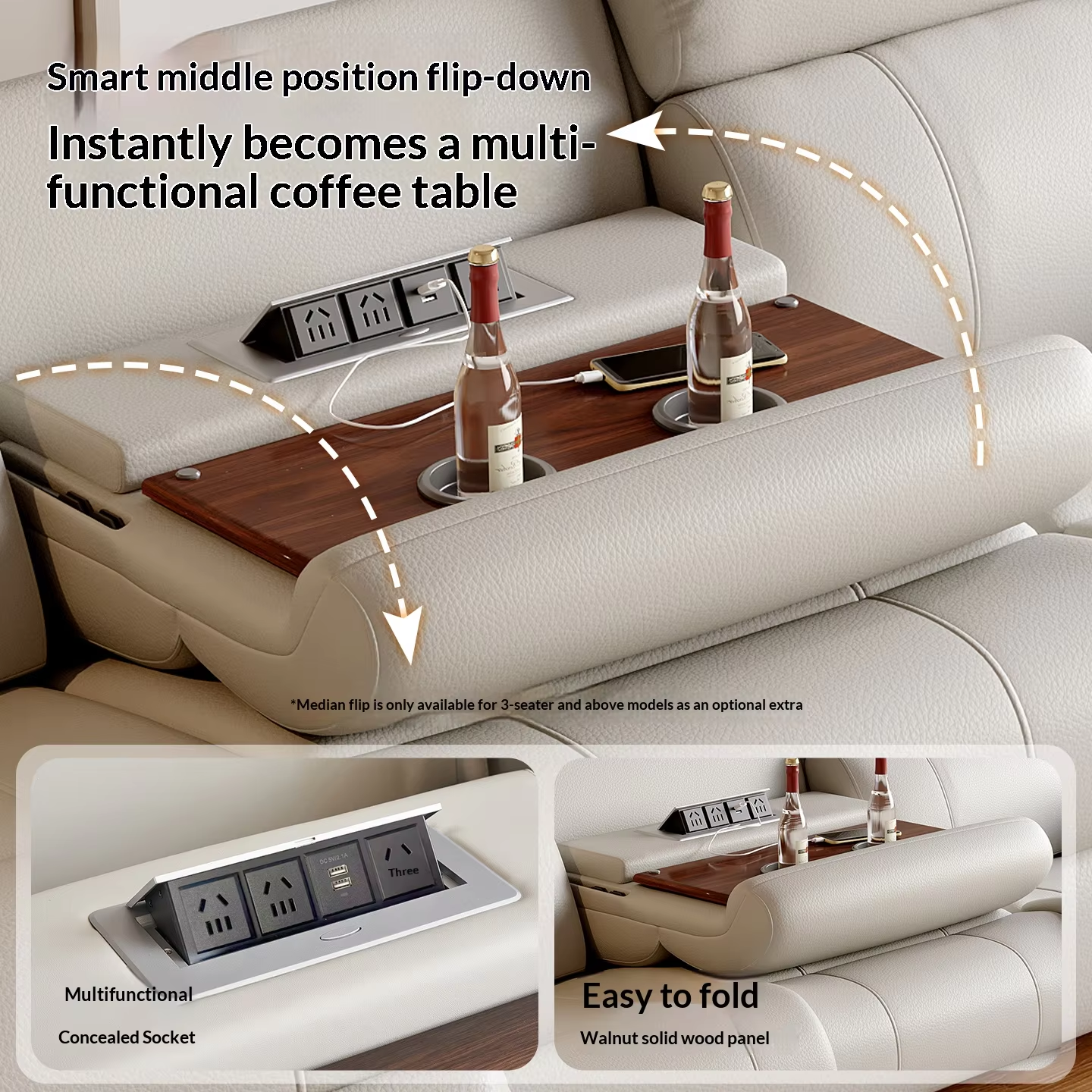Light Gray L-Shaped Power Reclining Sofa with Console product detail view 3