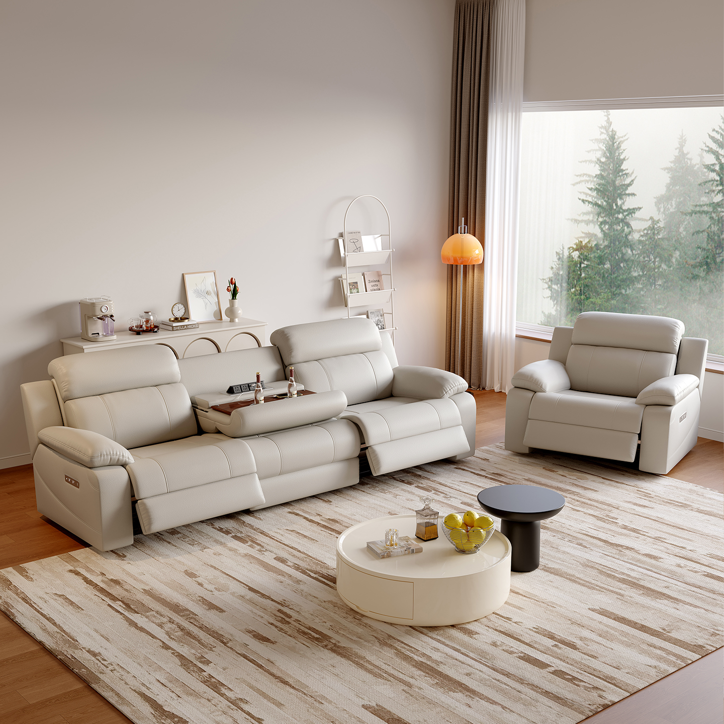 Leather Power Reclining Sofa with Console product detail view 3