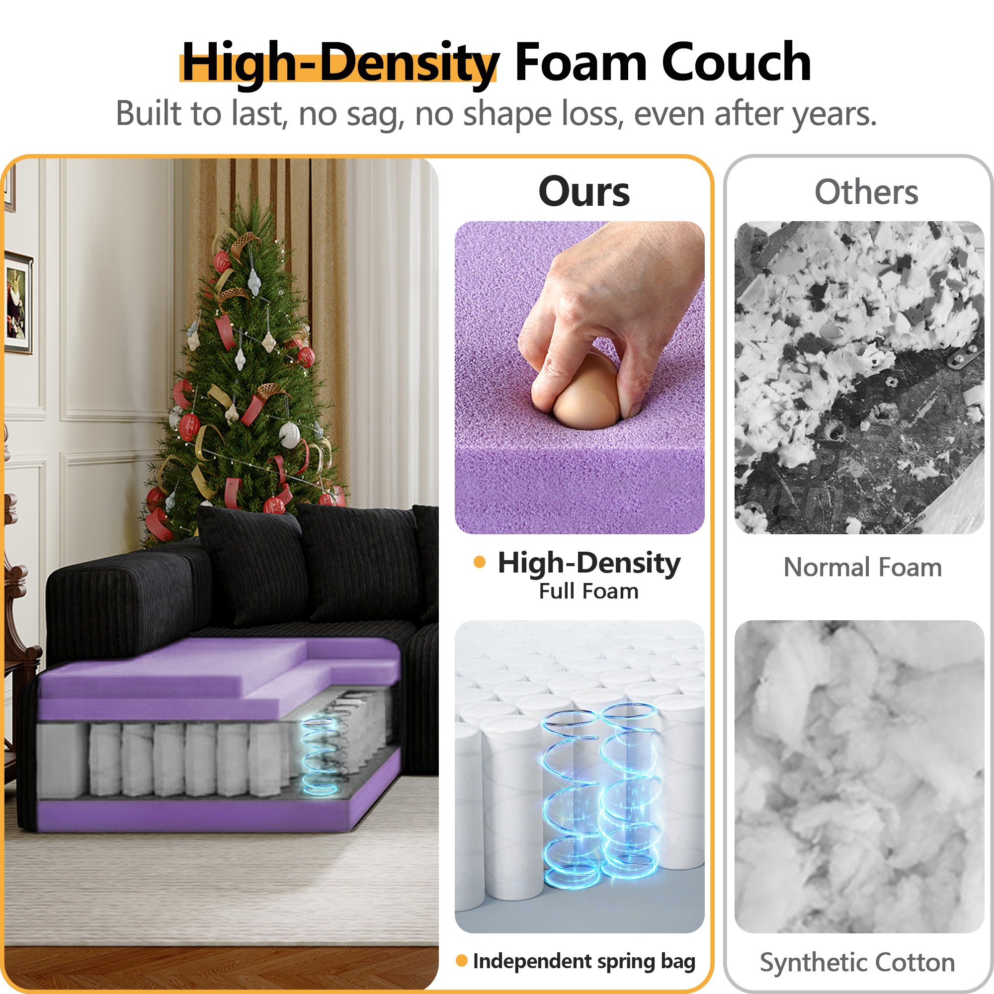146-Inch U-Shaped Sectional Sofa product detail view 3