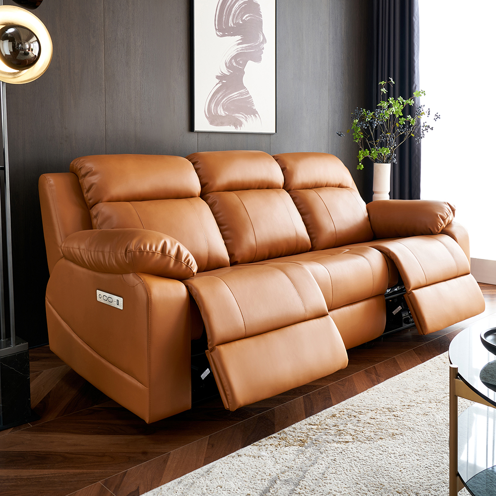 Orange Power Reclining Sofa with Console product detail view 3