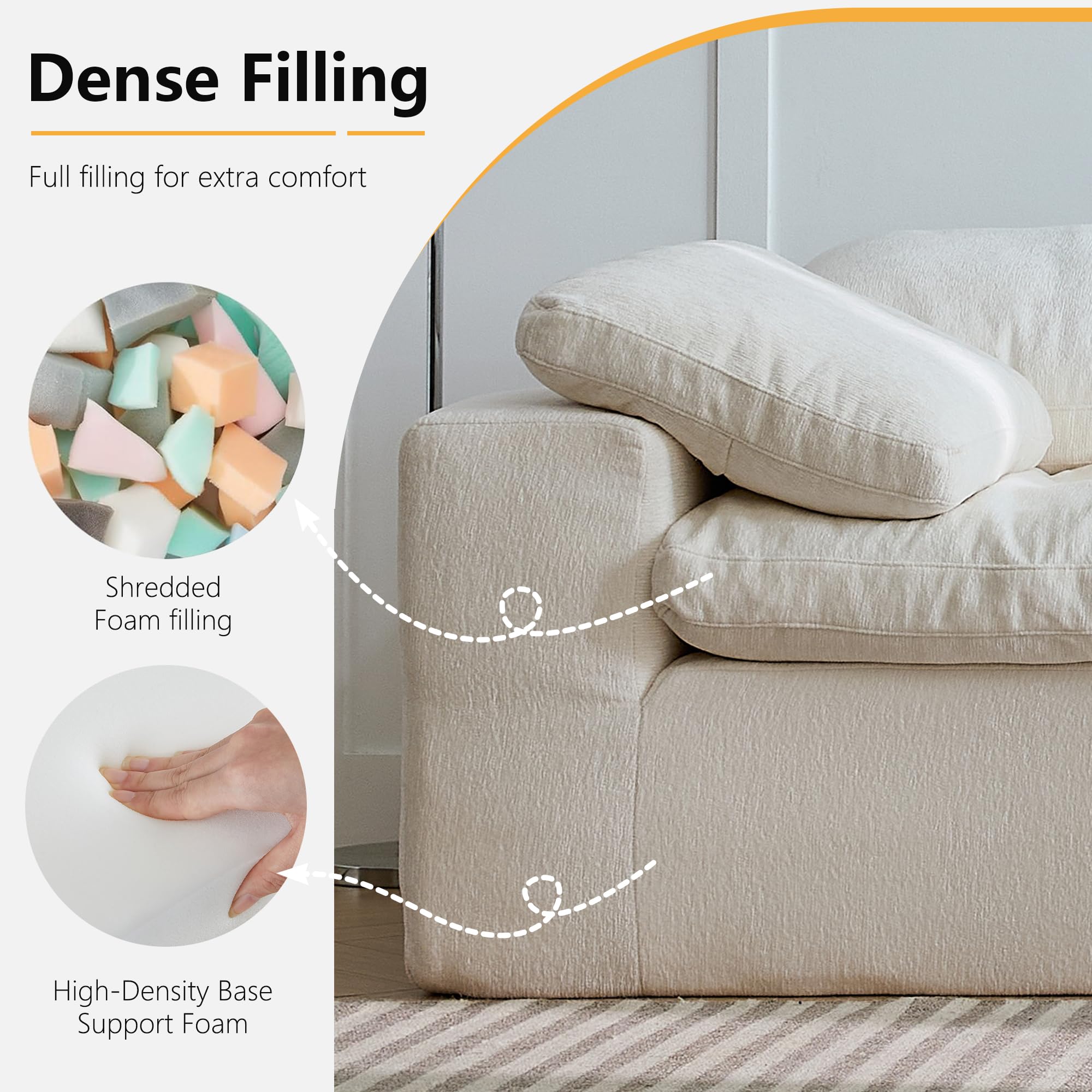 120-Inch Compressed Sectional Sofa product detail view 3