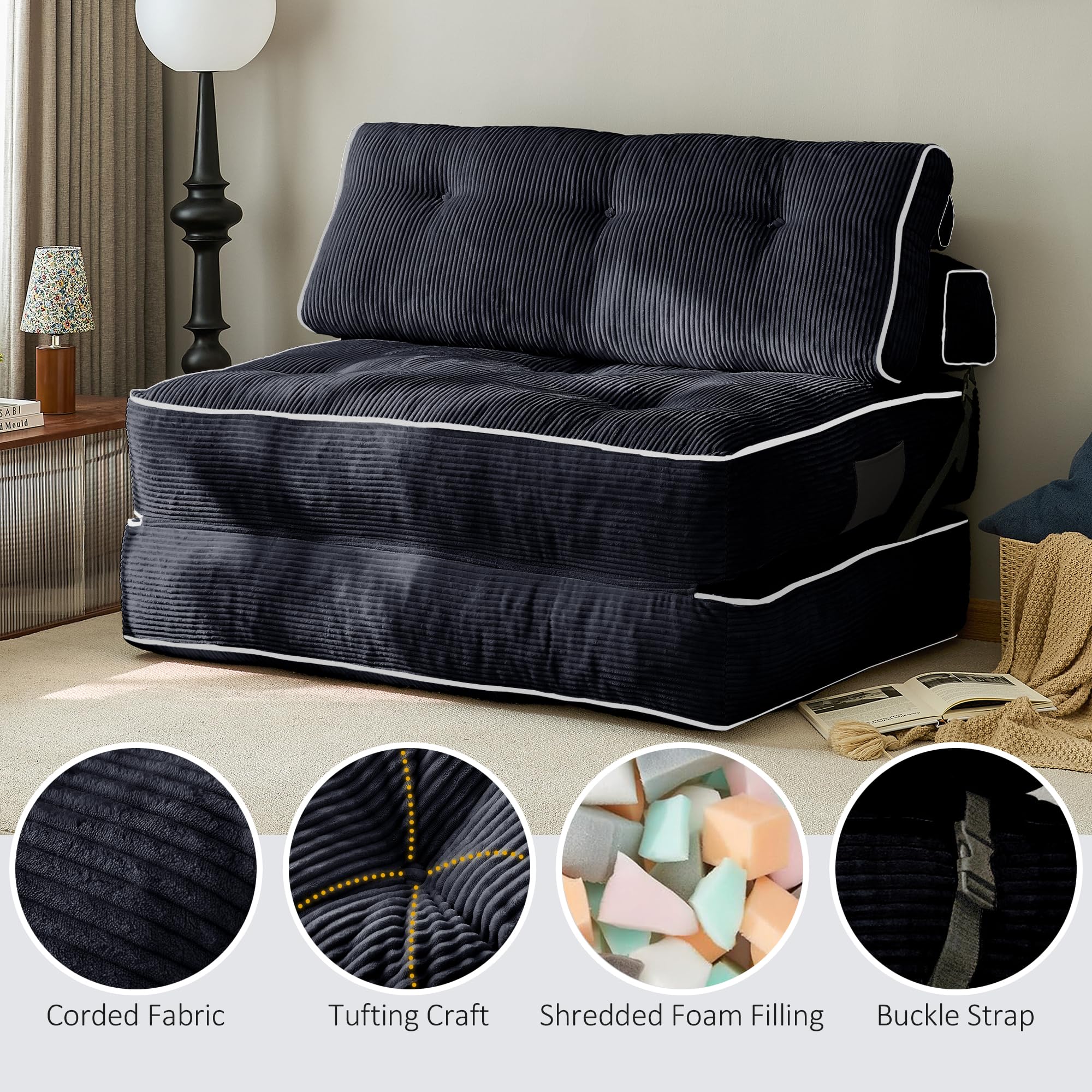 Corduroy Convertible Sofa Bed for Guest Rooms product detail view 3