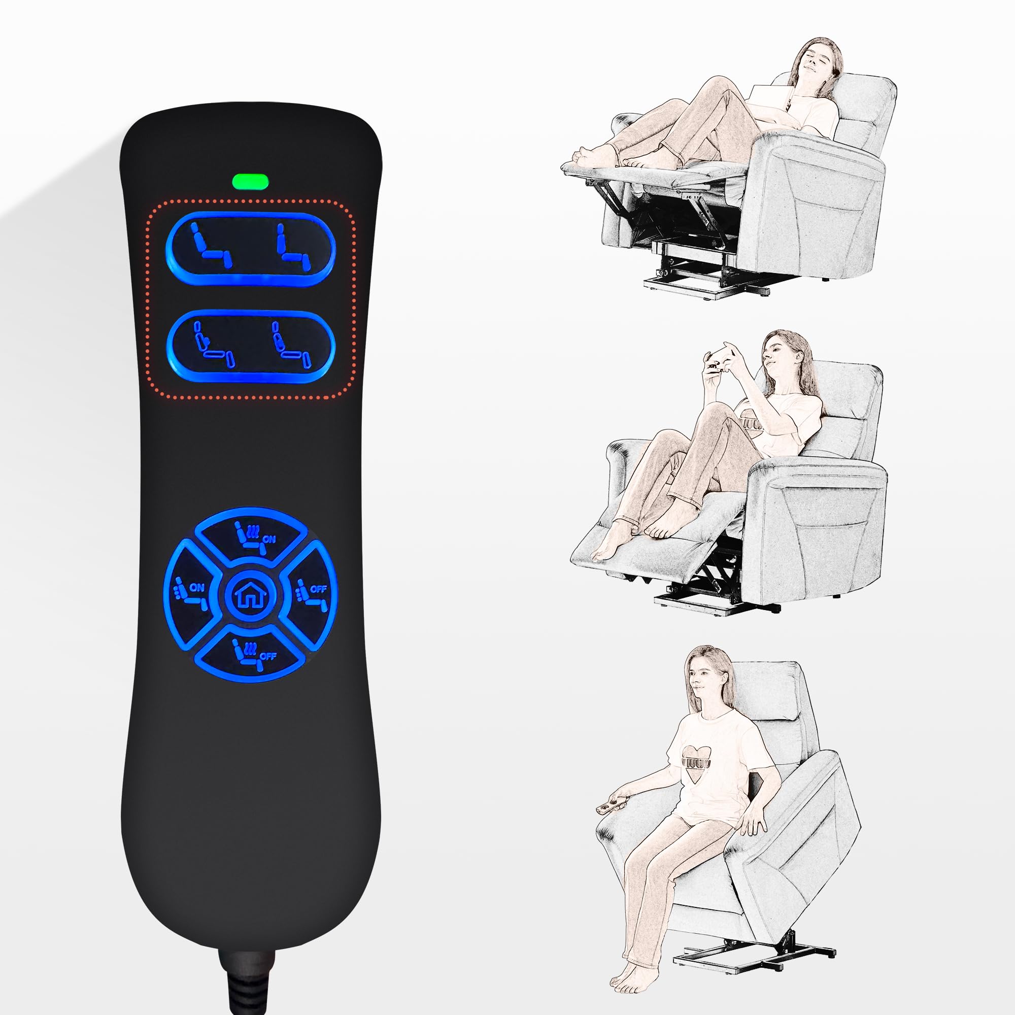 Power Lift Recliner Chair with Padded Arms product detail view 3
