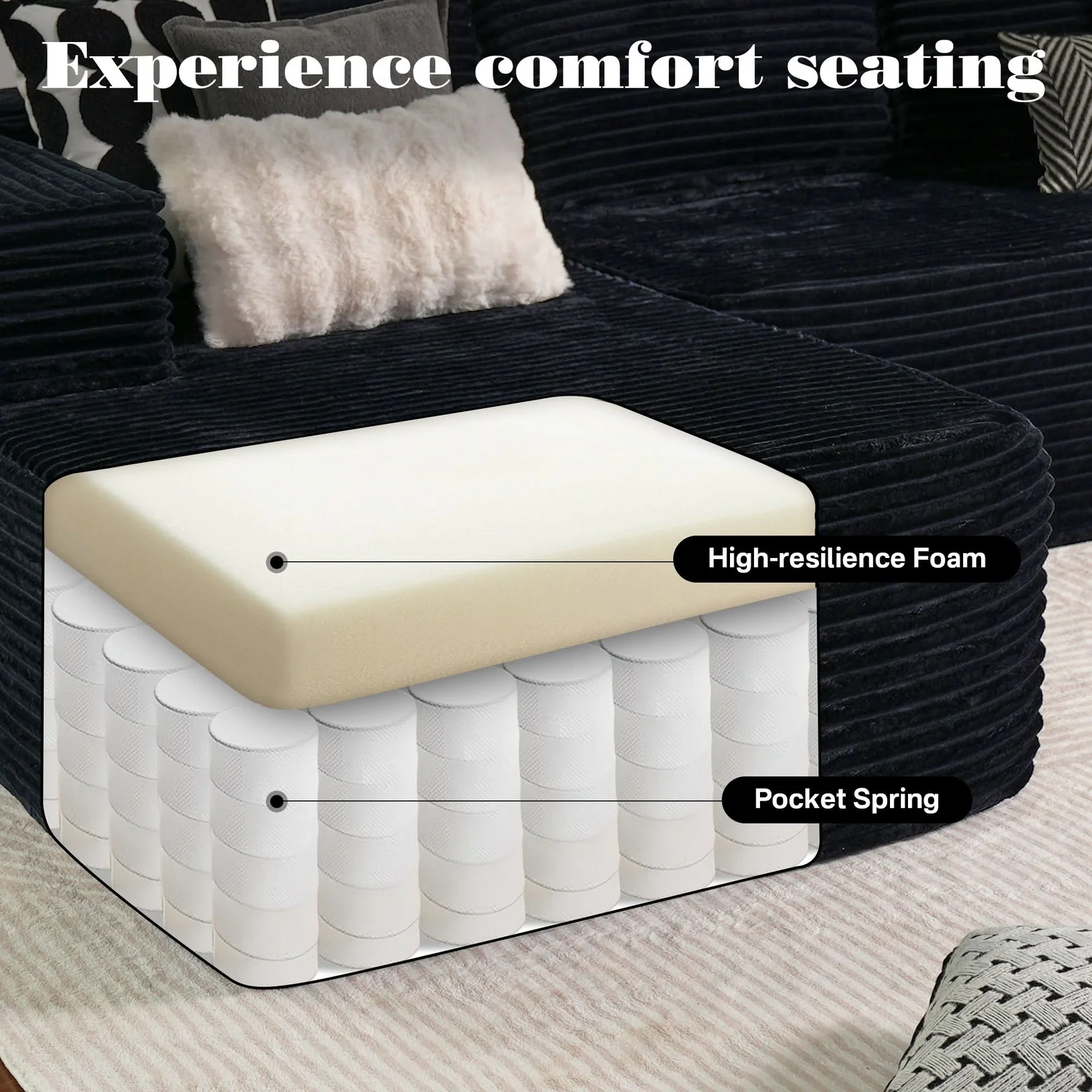 131-Inch Compressed Sofa in a Box product detail view 3