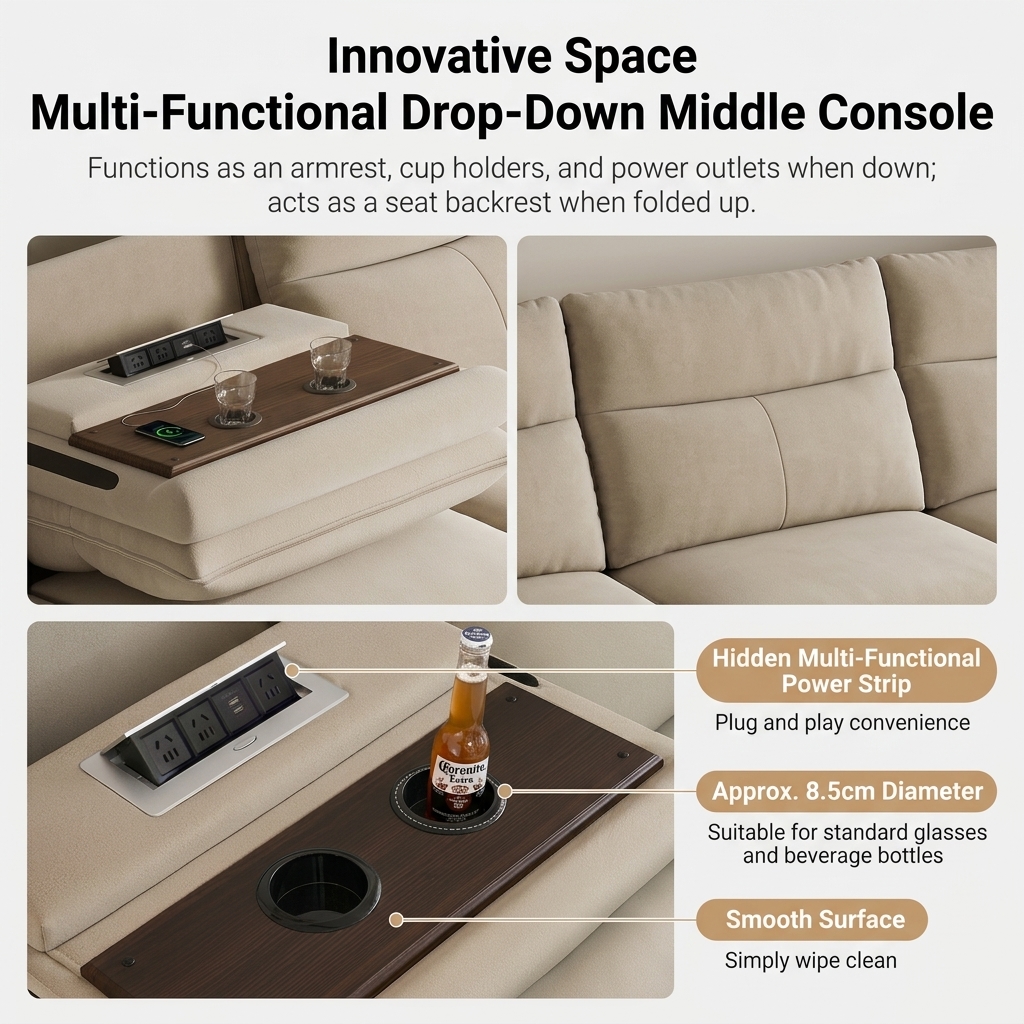 3-Seater Power Reclining Sofa with Console product detail view 4