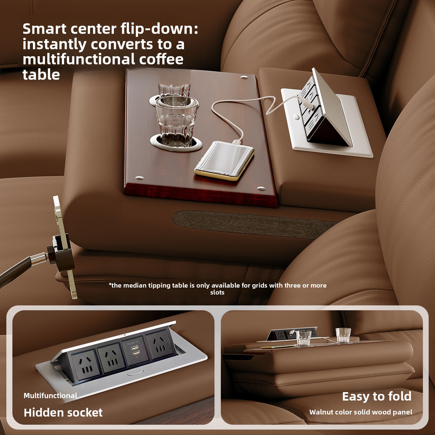 Brown Power Reclining Sofa for Media Rooms product detail view 4