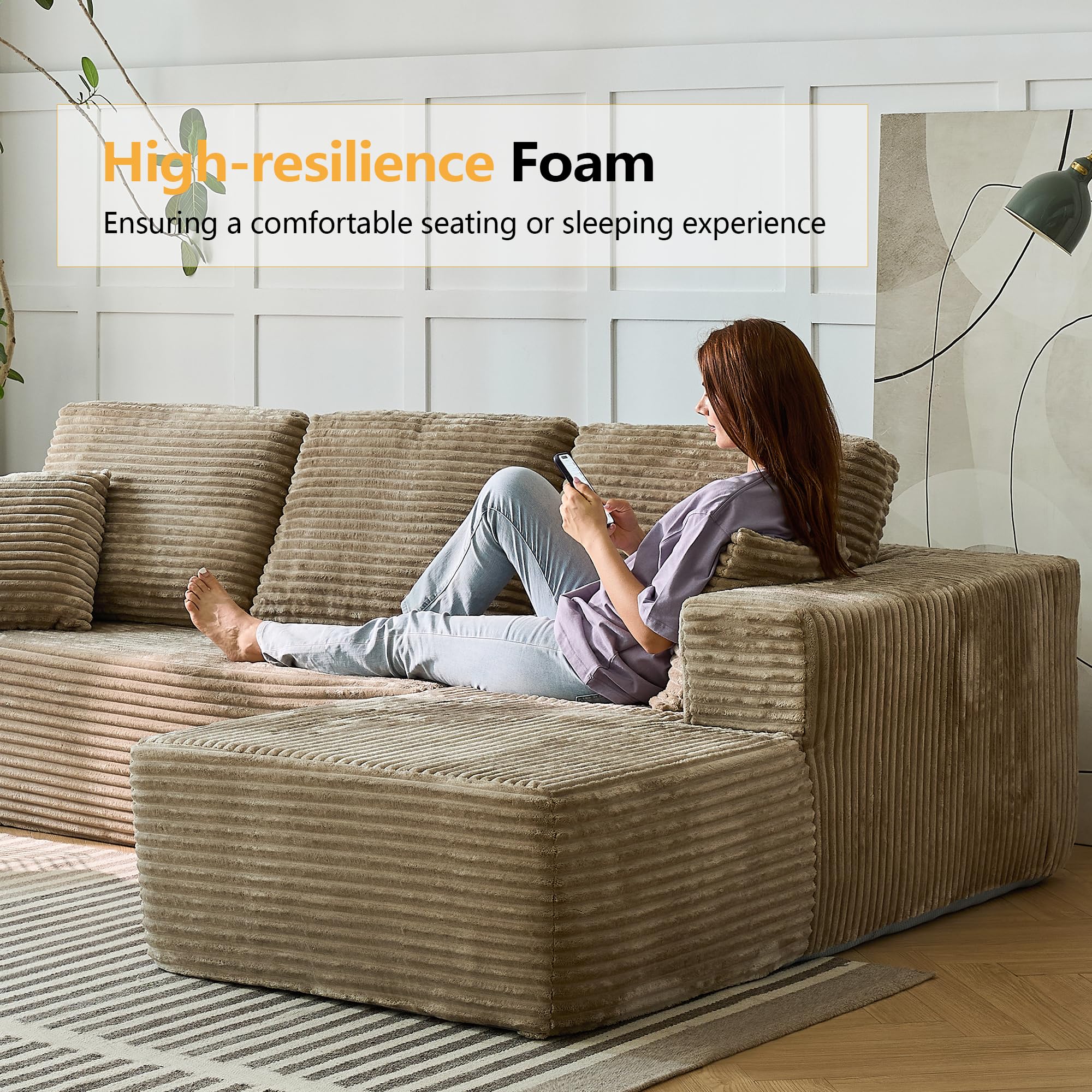Taupe L-Shaped Power Reclining Sofa product detail view 4