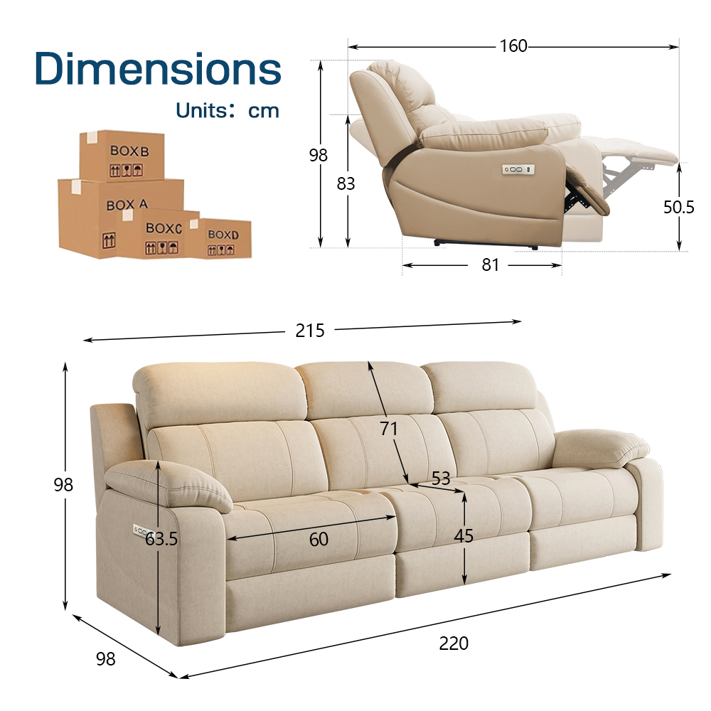 Three-Seater Power Reclining Sofa product detail view 4