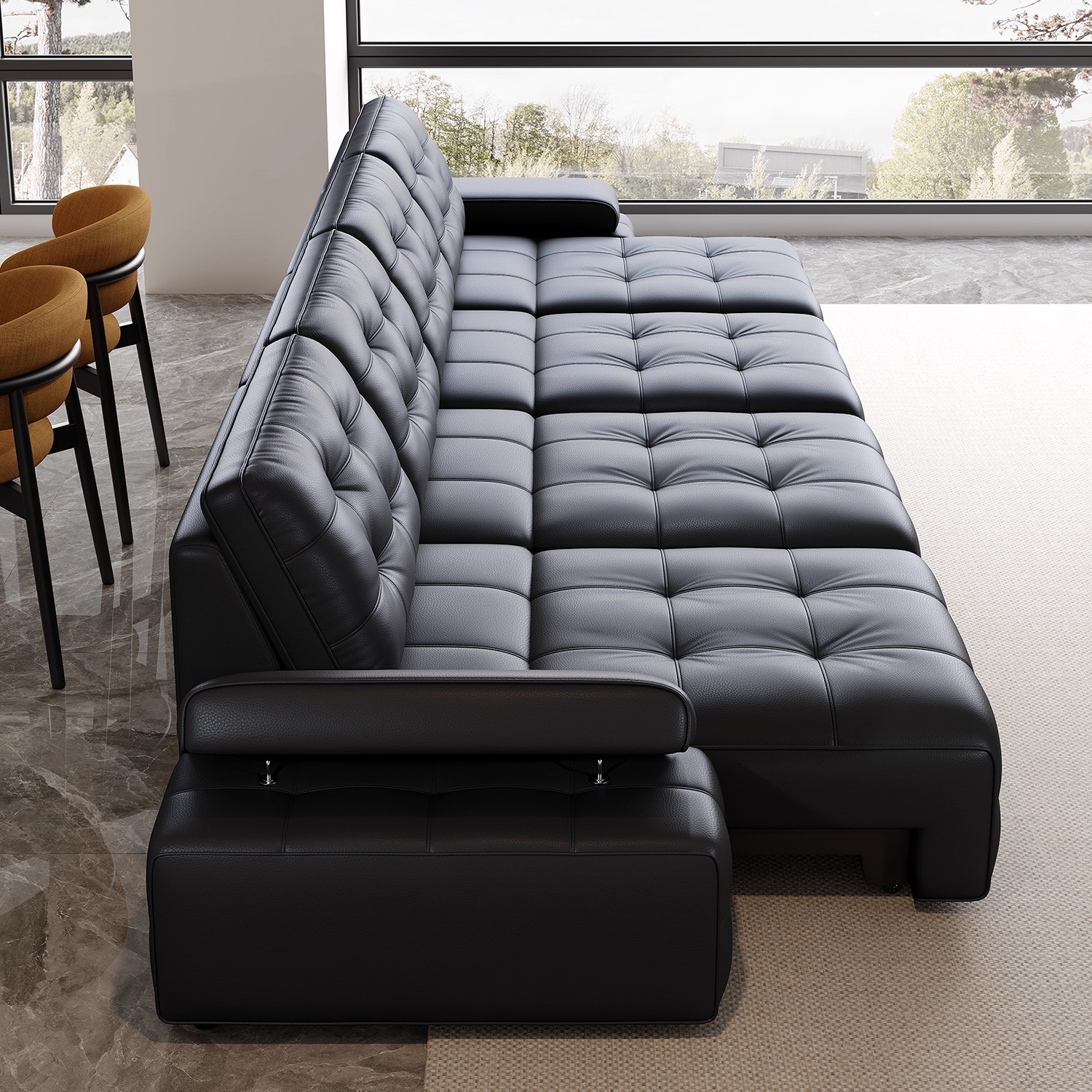 Genuine Leather Power Retractable Sofa Bed product detail view 4